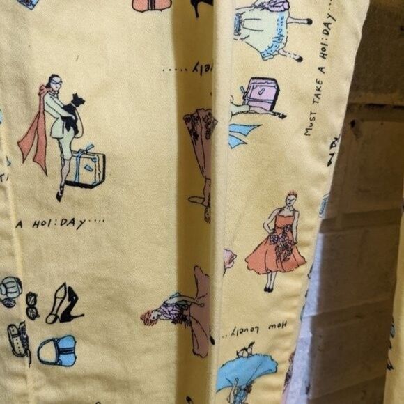 Vintage Bill Blass capri pants yellow woman pattern cotton EUC how lovely sz 8 - Picture 8 of 9